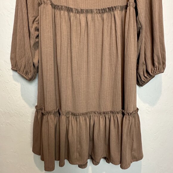 SHE+SKY Mocha Ribbed Tied Back Maternity Mini Dress from Pink Blush - Picture 6 of 12